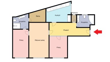 Pronájem bytu 3+1 + hala + šatna + 2x koupelna (celkem 97 m²) na Václavském náměstí