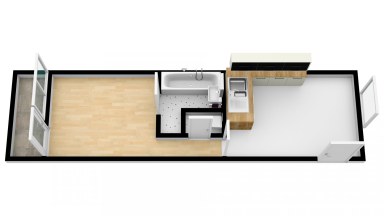 Pronájem bytu 2+kk 33 m2 + lodžie 3 m2 v centru Neveklova, okres Benešov.